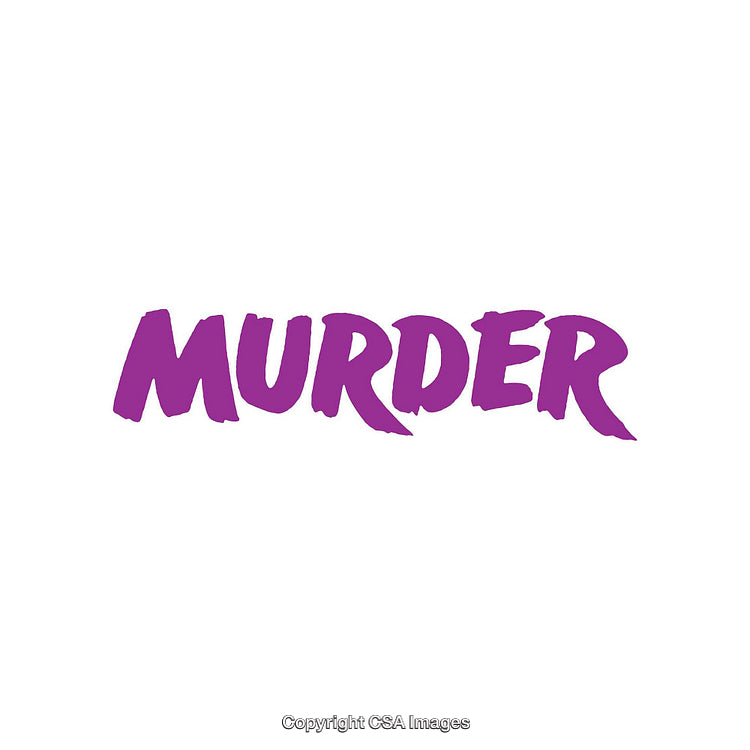 Purple Text "Murder" on a Clean White Background
