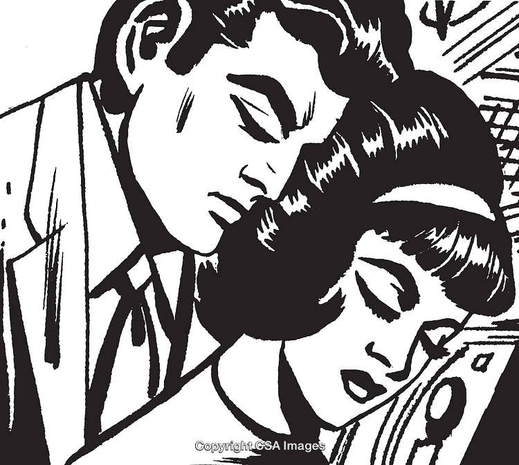 Retro Illustration of a Couple Depicting Emotion in Pop Art Style