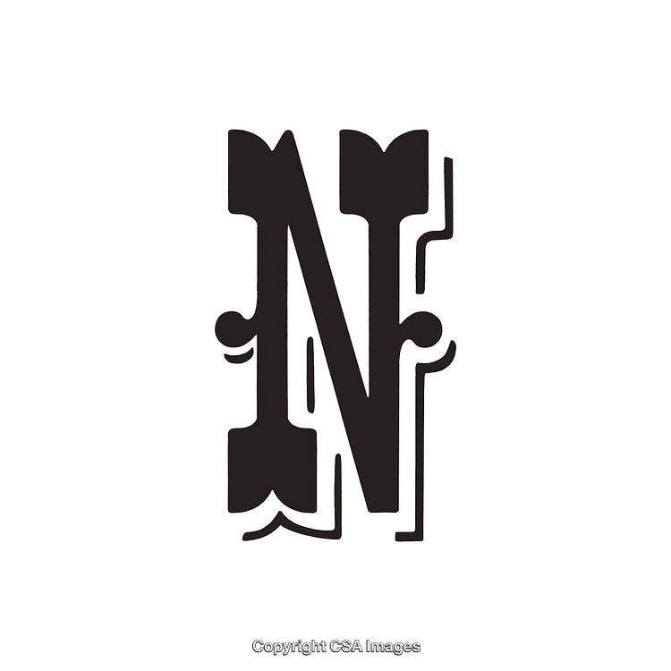 Artistic Vintage Letter N in Decorative Typeface Style