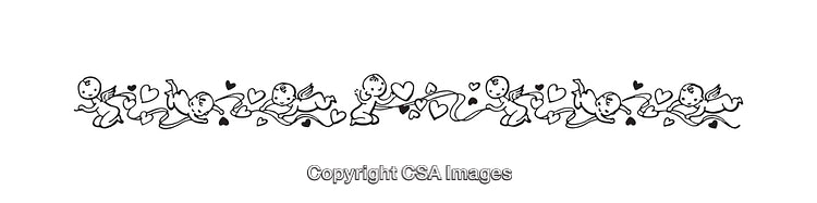Adorable Angelic Cupid Line Art Banner With Loving Hearts in Motion