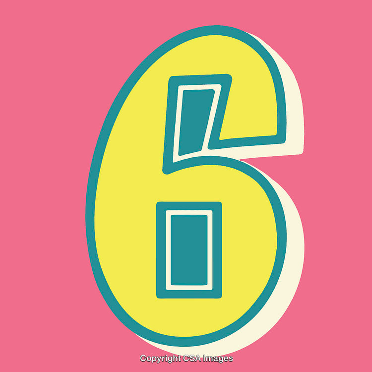 Vibrant Number Six Artwork Featuring Bold Colors and Stylish Design
