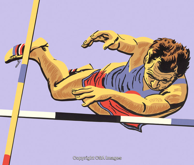 Dynamic Illustration of High Jumper in an Athletic Competition