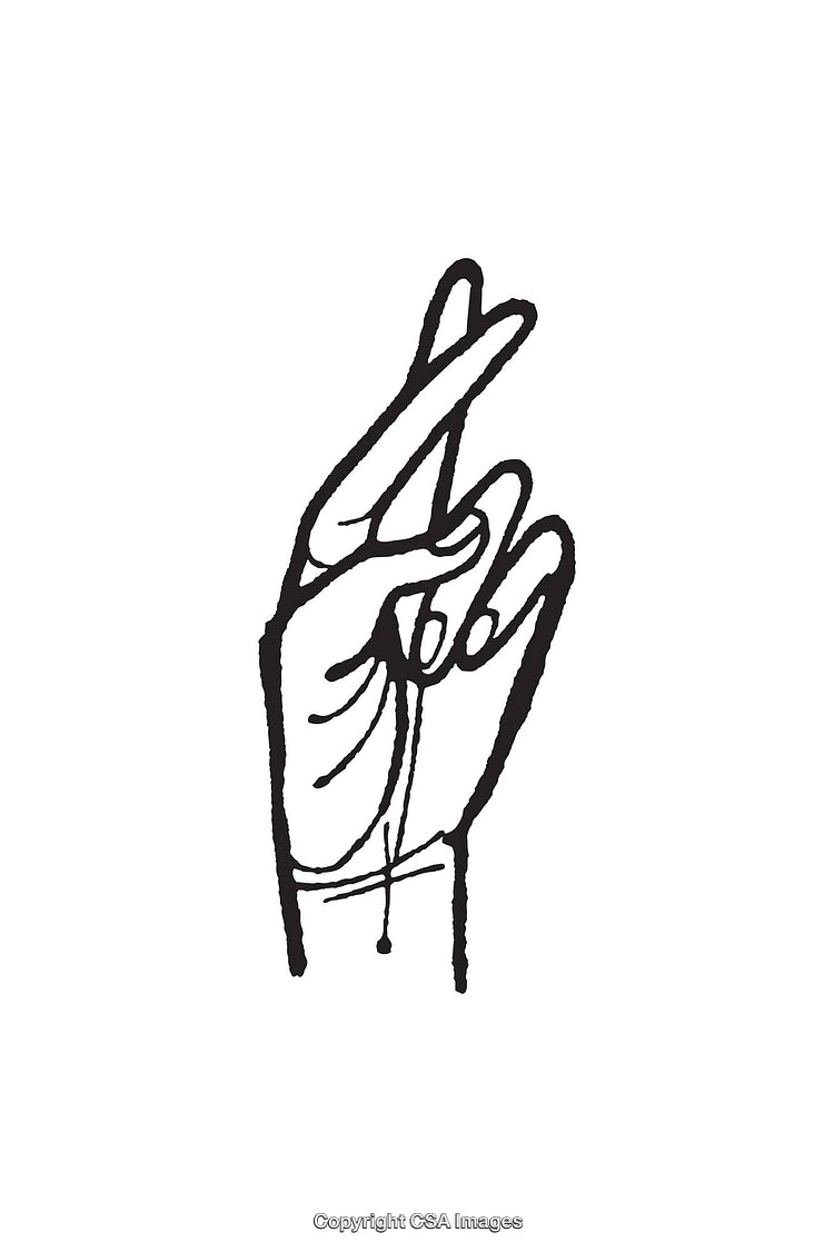Simple Black and White Line Drawing of a Hand Gesture