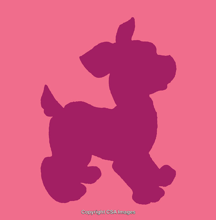 Colorful Silhouette of a Small Dog on a Vibrant Pink Background