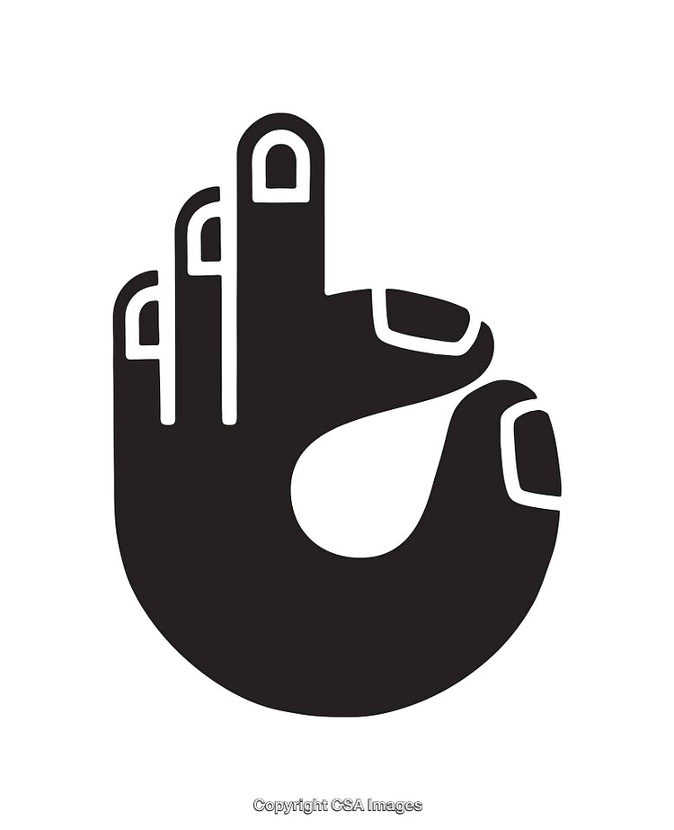 Stylized Black And White Okay Gesture Icon on White Background