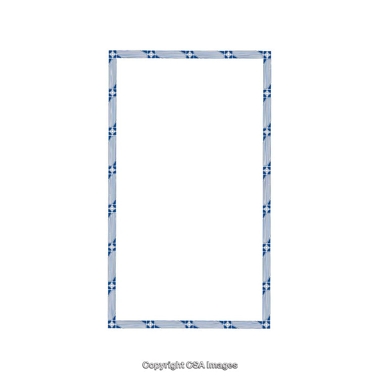 Elegant Rectangular Frame with Blue and White Intricate Patterned Border