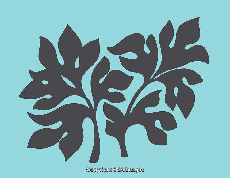 Abstract Black Leaf Silhouette on Light Blue Background Artwork