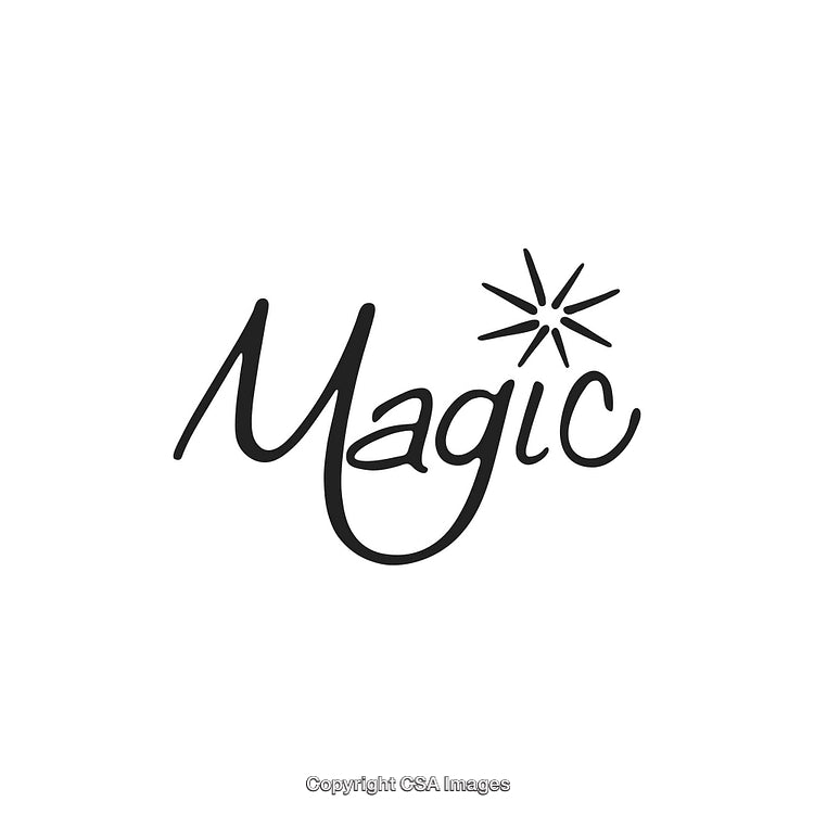 Elegant Calligraphy Featuring Word 'Magic' With Decorative Sparkle Accent