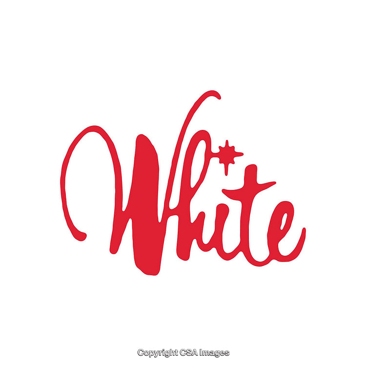 Modern Red Script Featuring the Word White on White Background