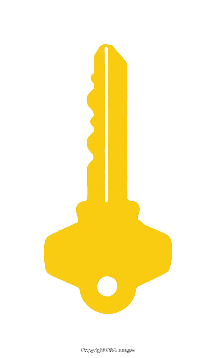 Yellow Key Icon Isolated on White Background