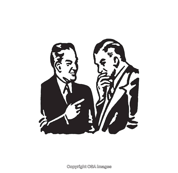Two Businessmen Engaged in a Serious Discussion in Line Art Style