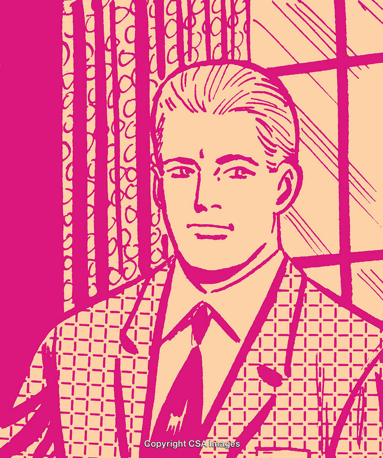 Retro Illustration of a Confident Man in a Classic Suit and Tie