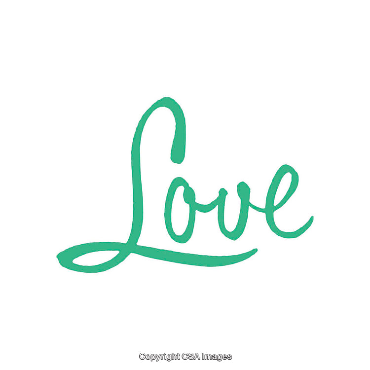 Green Handwritten Calligraphy Word 'Love' on a White Background