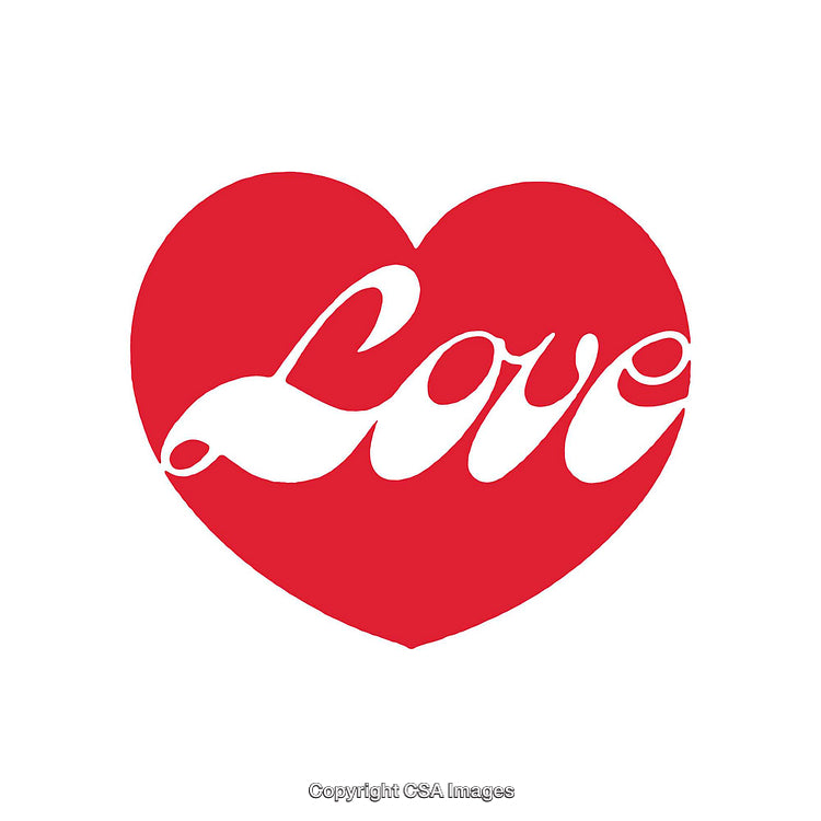 Red Heart Illustration Featuring Love Text in Bold Calligraphy