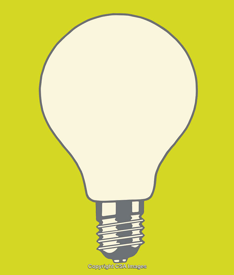 Illustration of a Light Bulb on Green Background, Minimalist Line Art Style