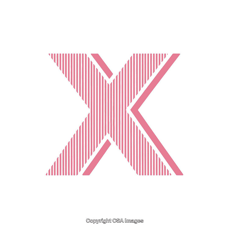 Pink Geometric Letter X with Vertical Line Pattern