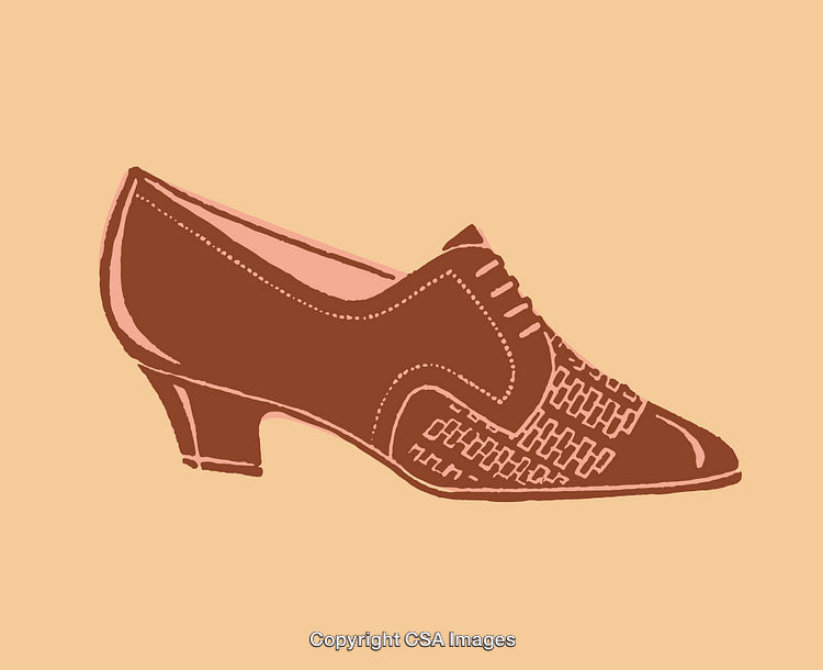 Vintage Style Shoe Illustration in Brown on Beige Background