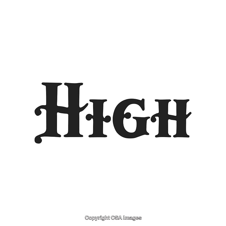 Stylized Black Typeface Spelling the Word 'High' with Decorative Design