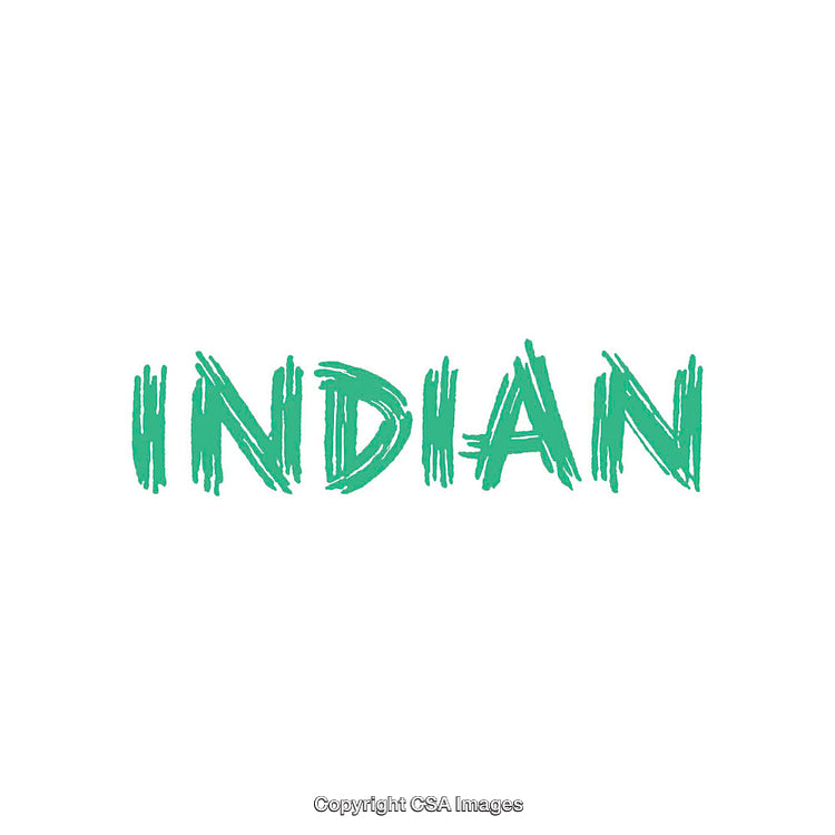 Green Text Typography Stating 'Indian' in Artistic Brush Script