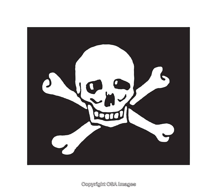 Black and White Skull and Crossbones Illustration Symbolizing Danger and Piracy