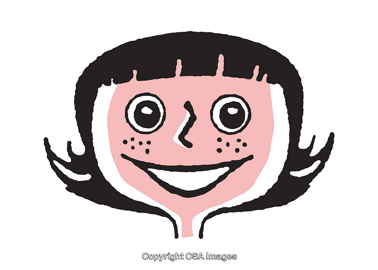 Cheerful Cartoon Illustration of a Smiling Freckled Girl