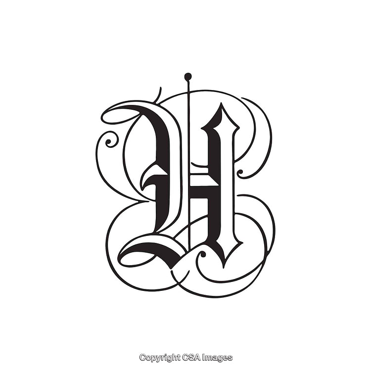 Elegant Decorative Monogram Design Featuring the Letter H in Ornate Style