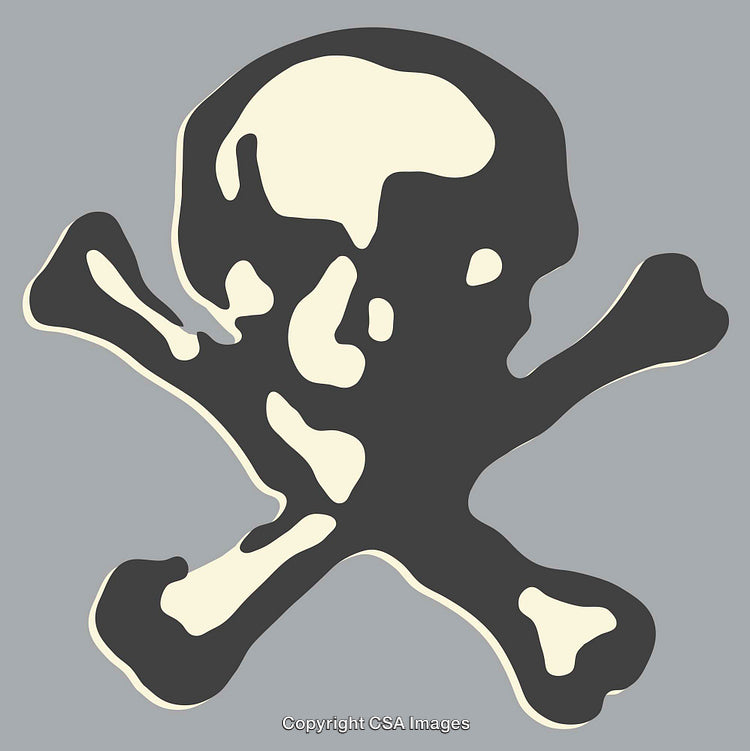 Abstract Skull and Crossbones Color Line Art on a Gray Background