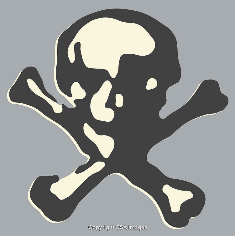 Abstract Skull and Crossbones Color Line Art on a Gray Background