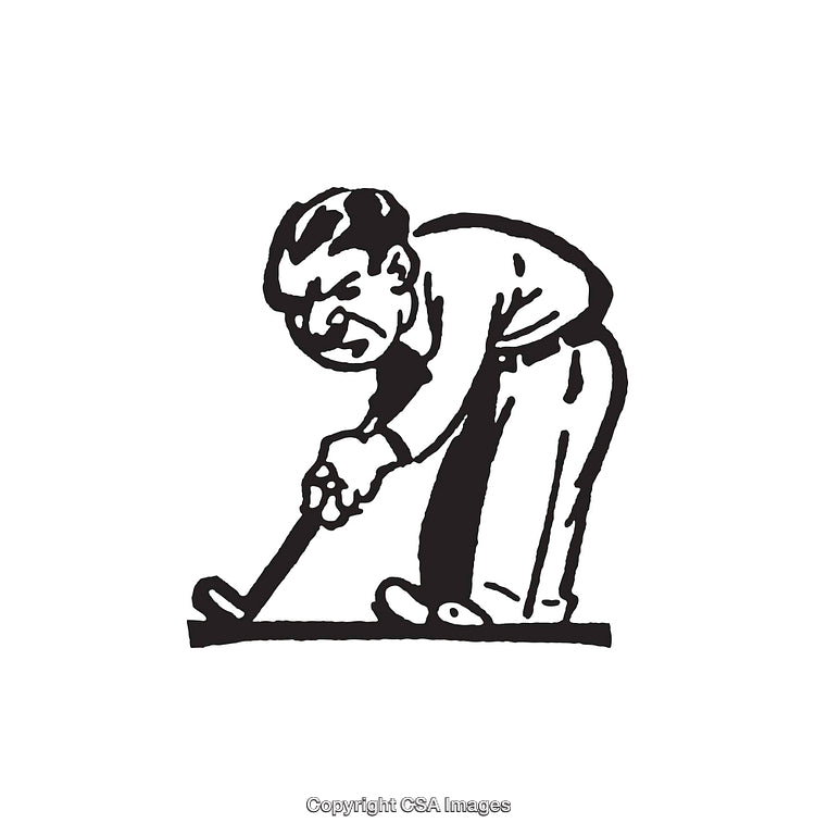 Vintage Line Art Man with Hammer Working on a Task