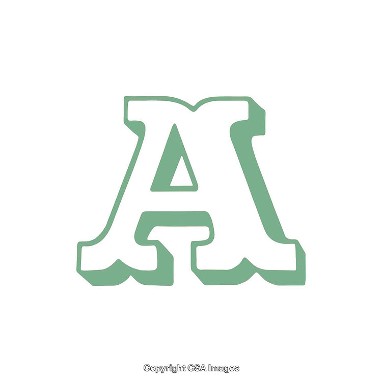 Decorative Green Letter A in Elegant Block Serif Style