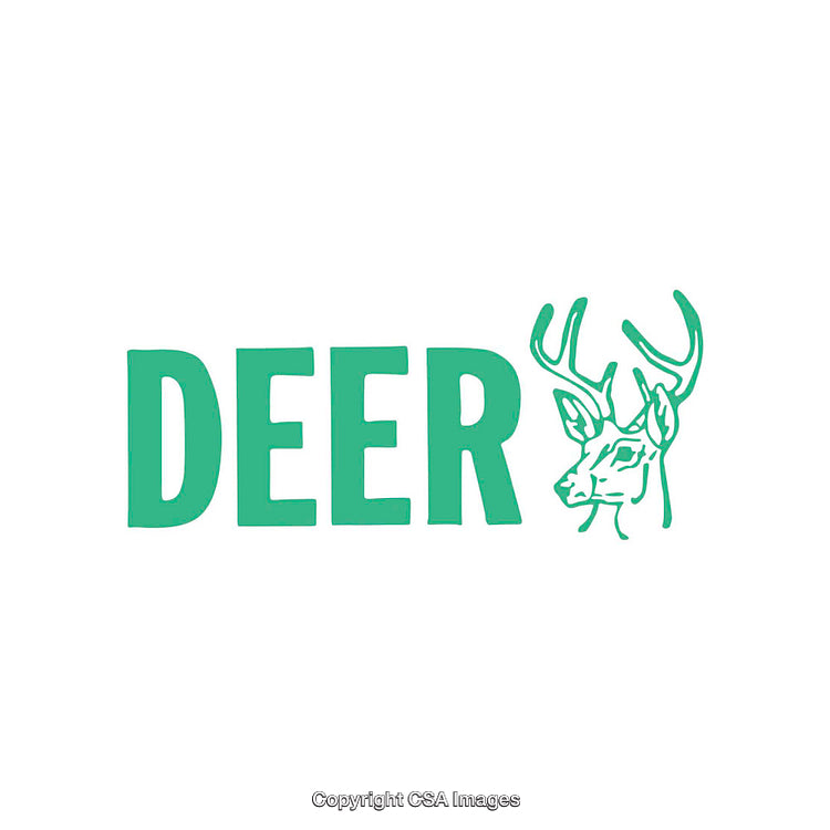 Green Deer Logo Illustration Featuring Bold Text and Antlered Cartoon Design