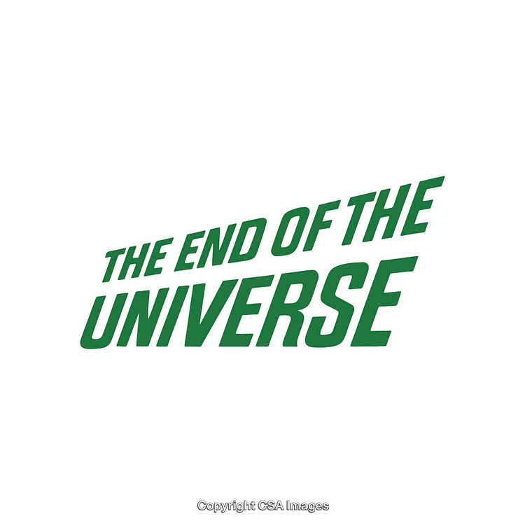 Green Text Reading 'The End of the Universe' in Bold Typeface