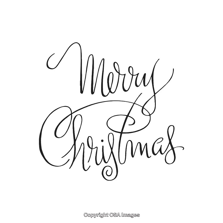 Elegant Handwritten Merry Christmas Calligraphy on White Background