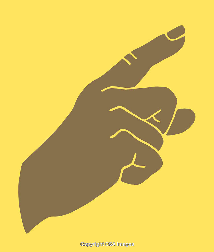 Minimalistic Hand Illustration Showing Pointing Finger on Yellow Background