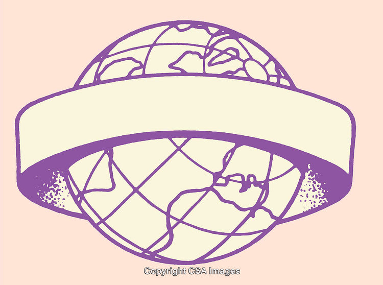 Stylized Globe Illustration with Banner for Text Placement