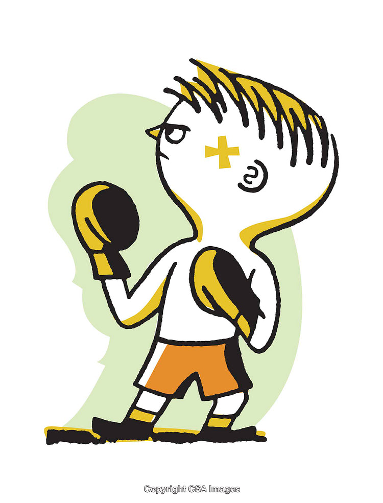 Illustrated Boxer Character in a Vibrant Cartoon Style