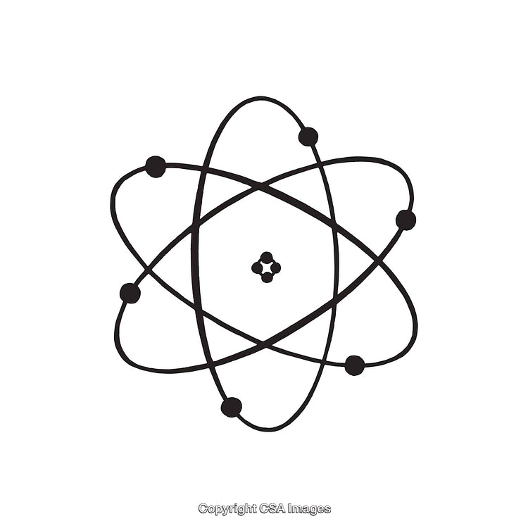 Black and White Atom Diagram with Simple Design and Loops