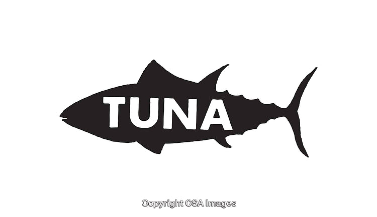 Simple Black and White Illustration of a Tuna Fish