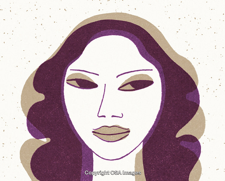 Artistic Illustration of Female Portrait With Curly Hair in Bold Colors