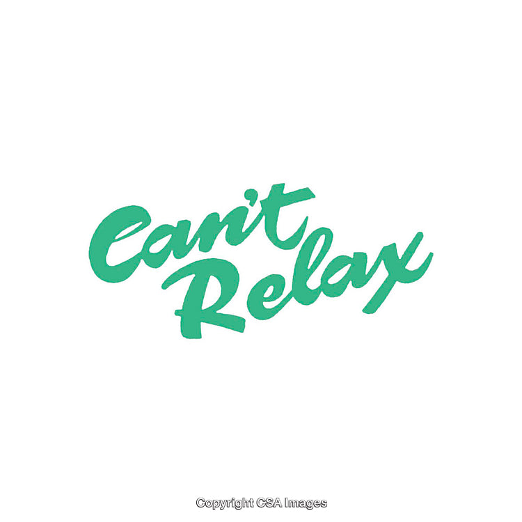 Green Text 'Can't Relax' on a Minimal White Background