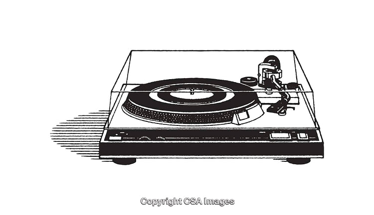 Vintage Line Art Illustration of a Record Player