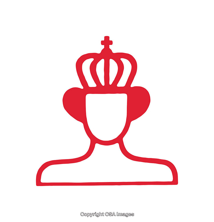 Red Silhouette Icon Featuring a Queen's Crown With Simple Design