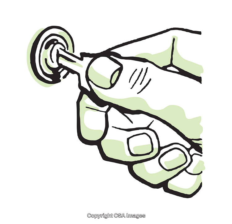 Illustrative Hand Pressing a Round Control Button in Snappy Style