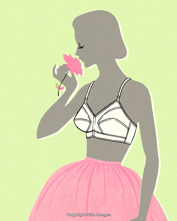 Elegant Silhouette of a Woman Smelling a Flower on Pastel Background