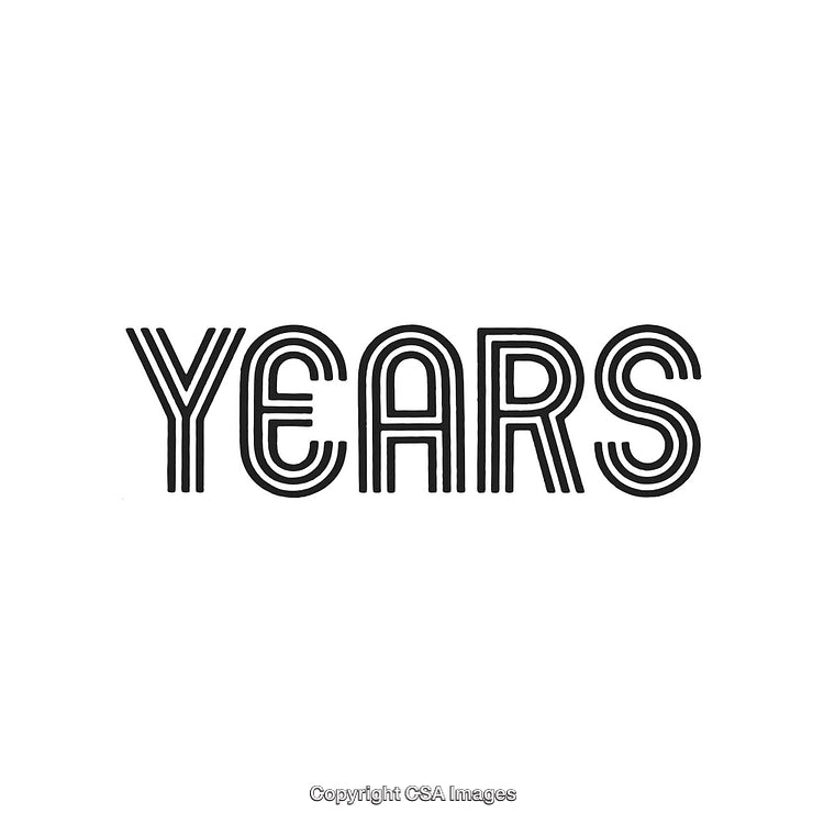 Abstract Line Typography of the Word 'Years' on a White Background
