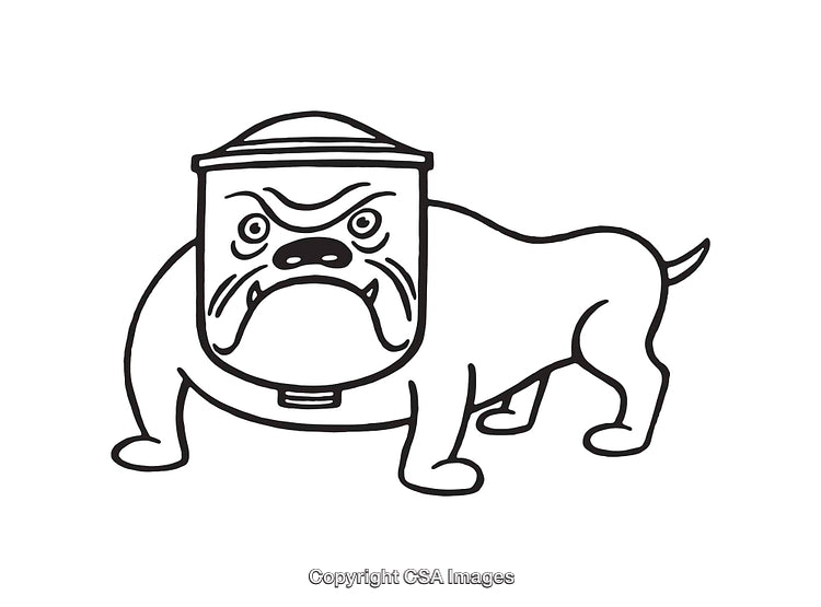 Black And White Line Art of a Bulldog with Sharp Expressions