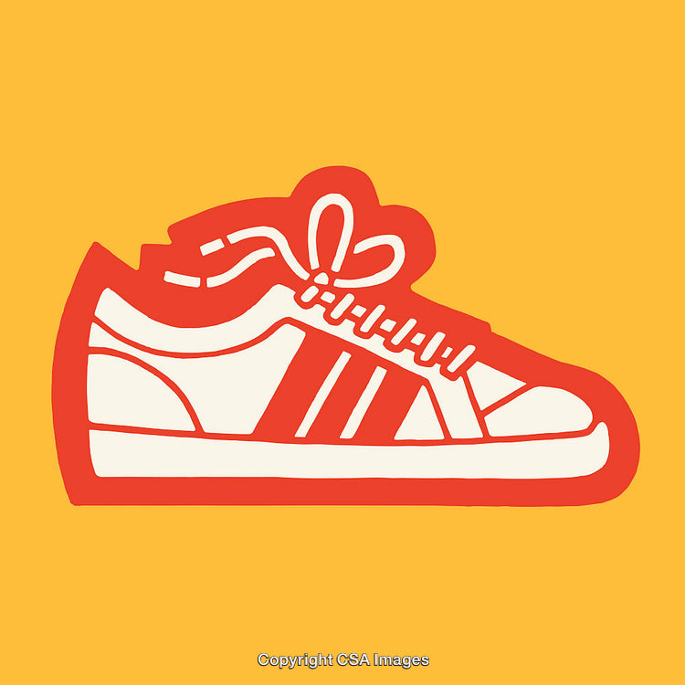 Stylized Illustration of a Sports Shoe in Vibrant Colors on Yellow Background