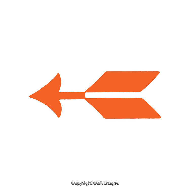 Orange Arrow Shape Pointing Left on a White Background