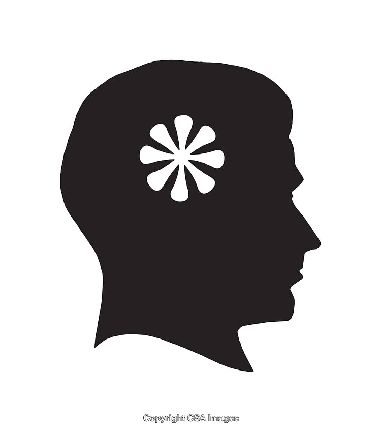 Silhouette of Head with Asterisk Symbol Representing Thought or Creativity