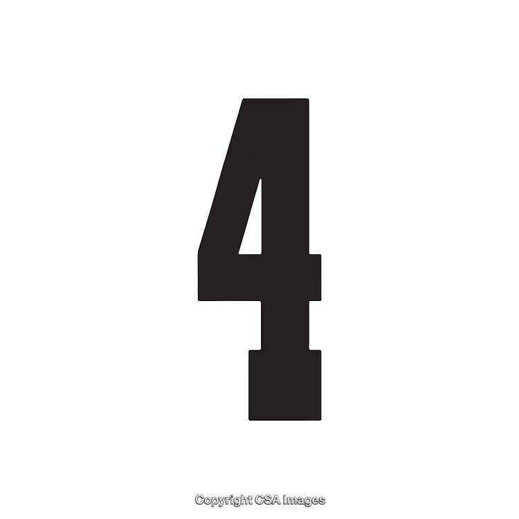 Boldly Displayed Number Four in Black on White Background
